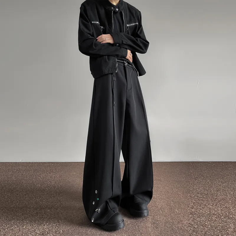 SXSY Casual Pants Unisex Black[Waist Accessories Included]-3
