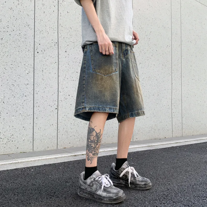 SXSY Denim Shorts Unisex Vintage Blue-3