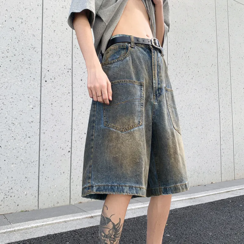SXSY Denim Shorts Unisex Vintage Blue-4