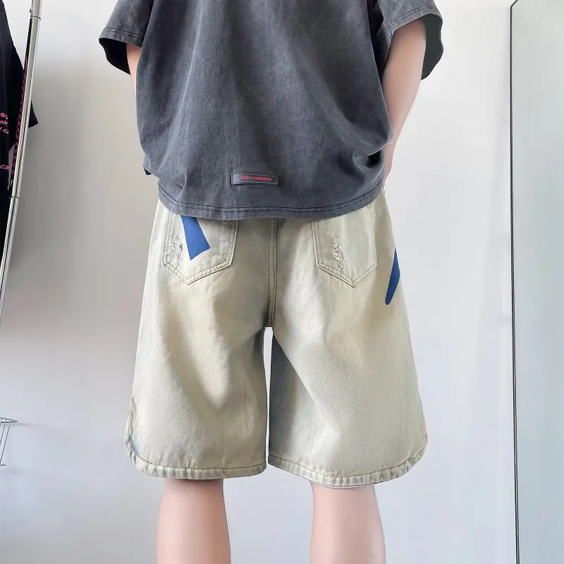 SXSY Denim Shorts Unisex Yellow Mud-3