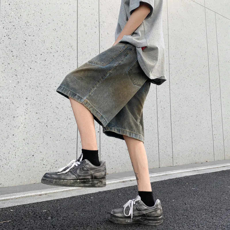 SXSY Denim Shorts Unisex Vintage Blue-1