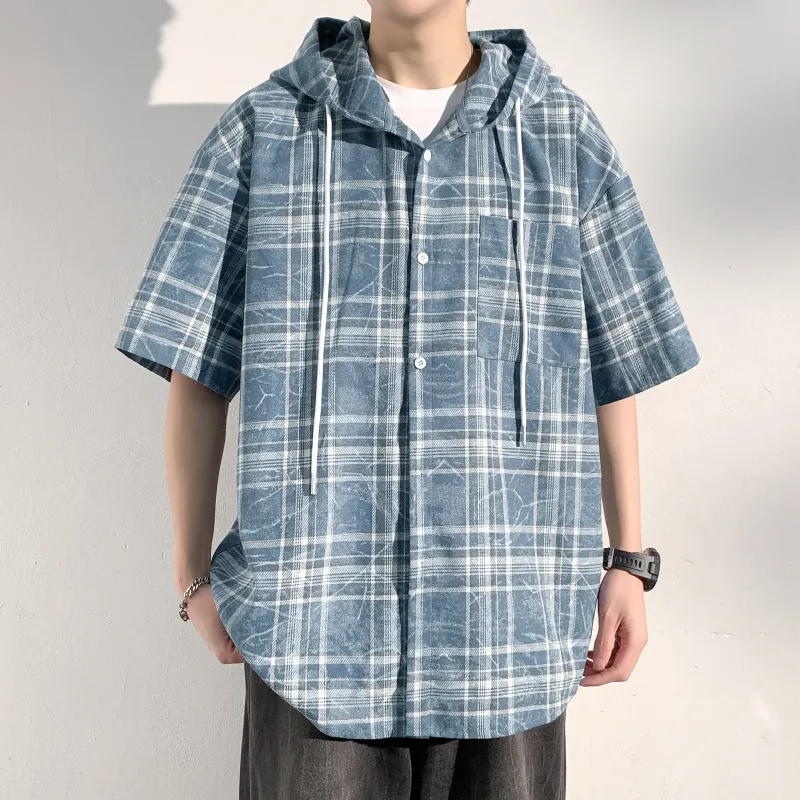 SXSY T Shirts Unisex Blue Plaid-6