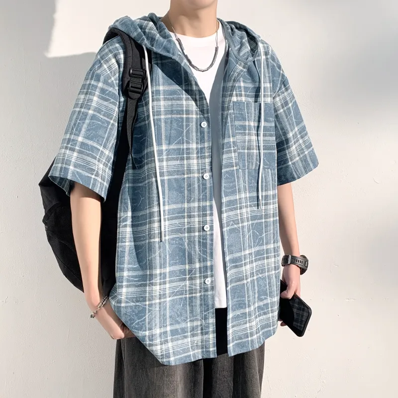 SXSY T Shirts Unisex Blue Plaid-4