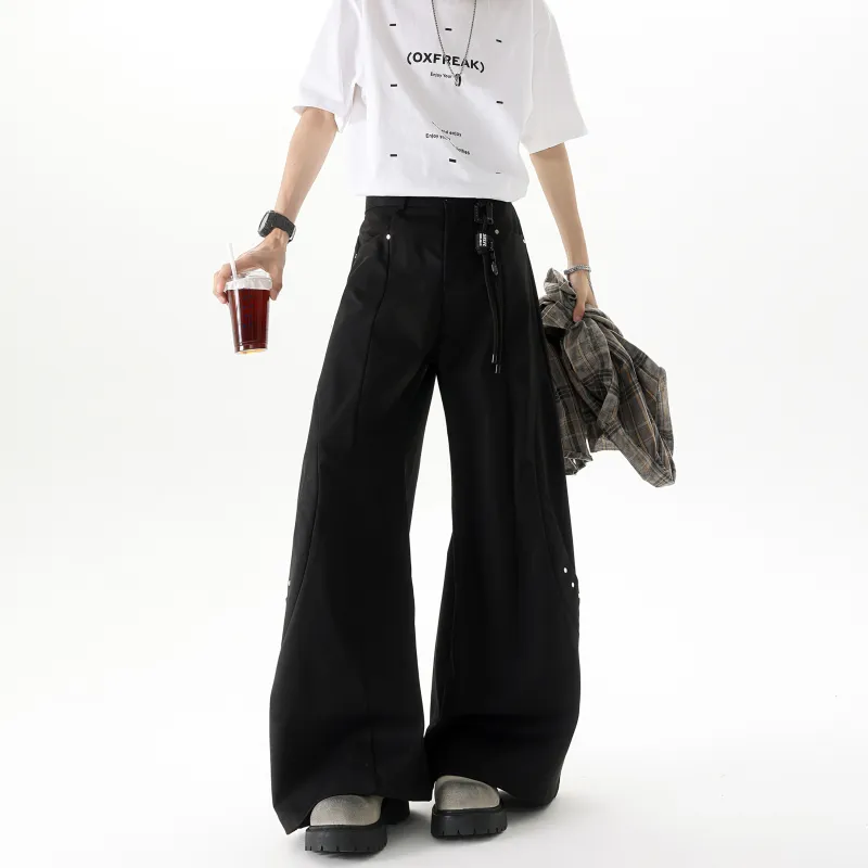 SXSY Casual Pants Unisex Black[Waist Accessories Included]-6