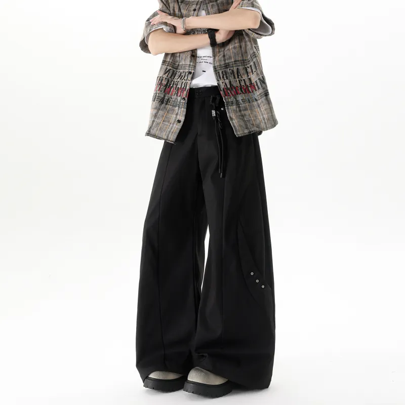 SXSY Casual Pants Unisex Black[Waist Accessories Included]-3