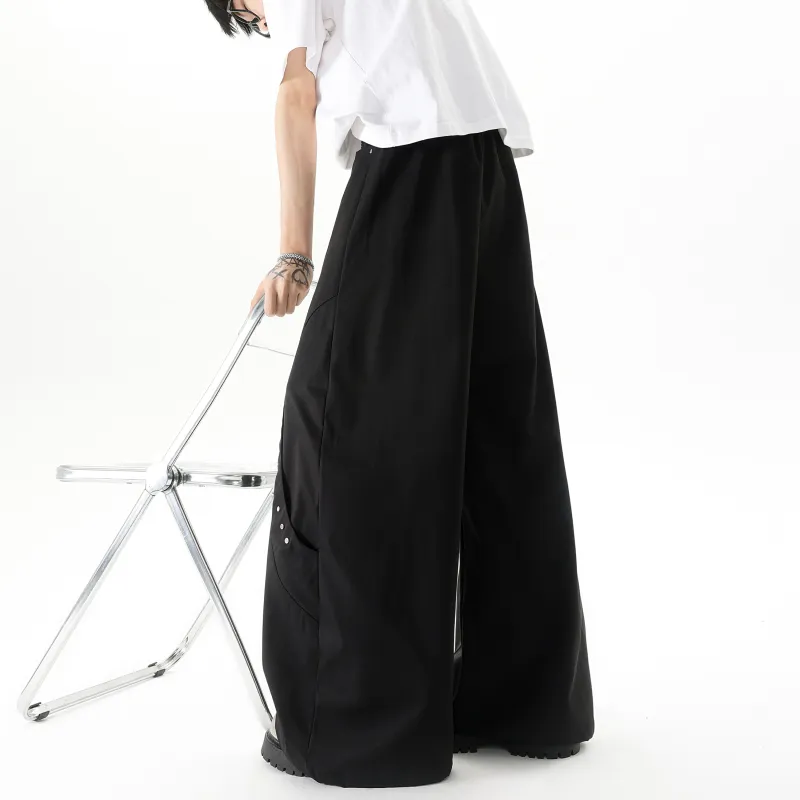SXSY Casual Pants Unisex Black[Waist Accessories Included]-1