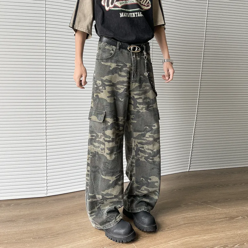 SXSY Cargo Pants Unisex Green Camouflage-3