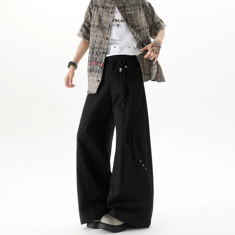 SXSY Casual Pants Unisex Black[Waist Accessories Included]-4
