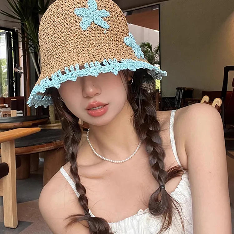 JW Straw Woven Sun Protection Hats Women's-6