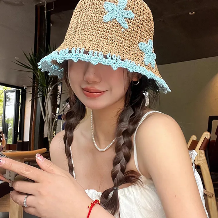 JW Straw Woven Sun Protection Hats Women's-5