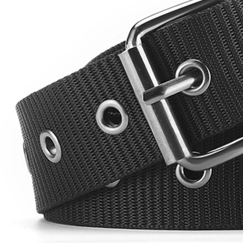 ACUC All Season Solid Color Canvas Youth Versatile Pin Buckle Belt Belt Width  3.8cm Unisex-2