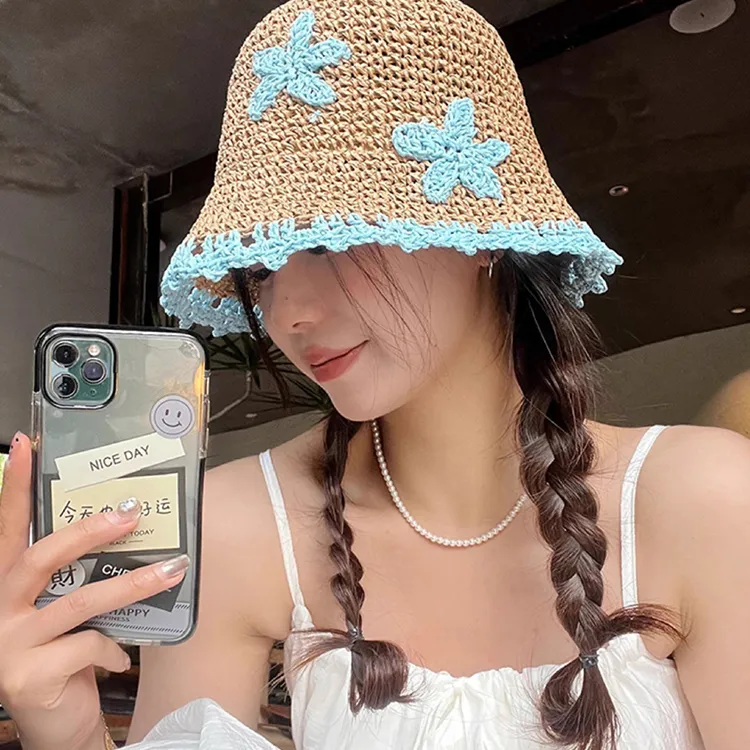 JW Straw Woven Sun Protection Hats Women's-3