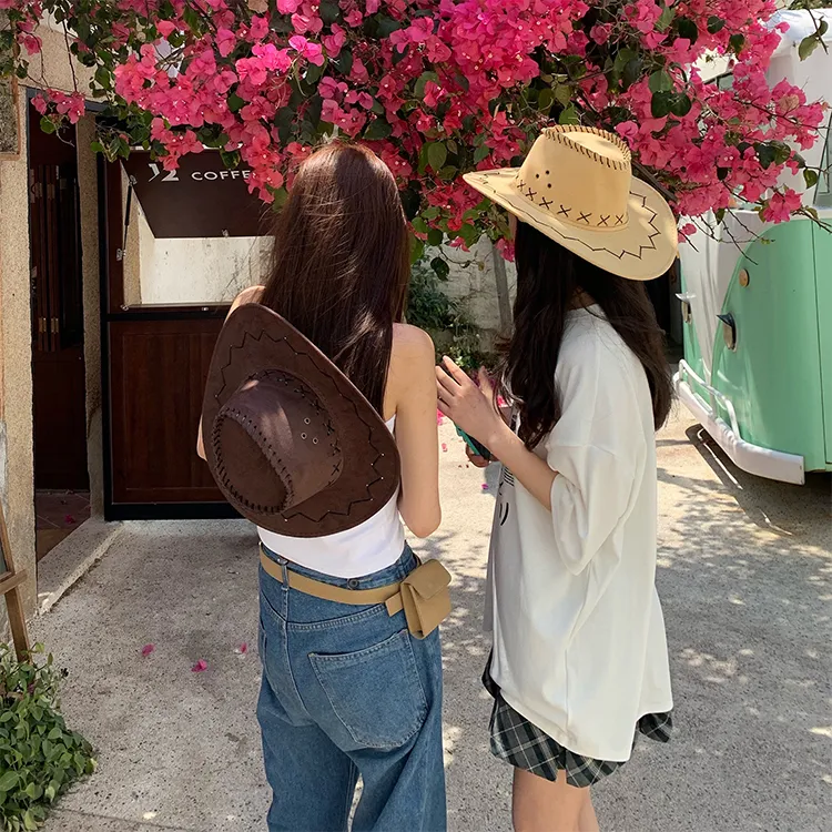 ACUC Artificial Leather Bucket Hats Unisex-1