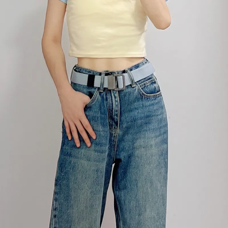 ACUC Double Ring Buckle Korean Style Casual Canvas Belt Unisex 3.5cm-4