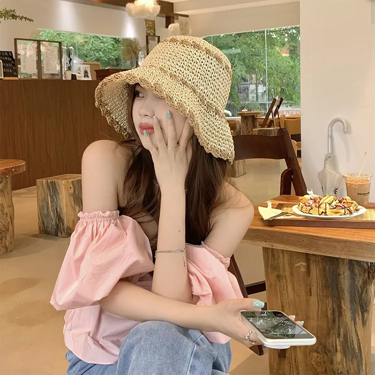 JW 100% Straw Sun Protection Hats Women's-15