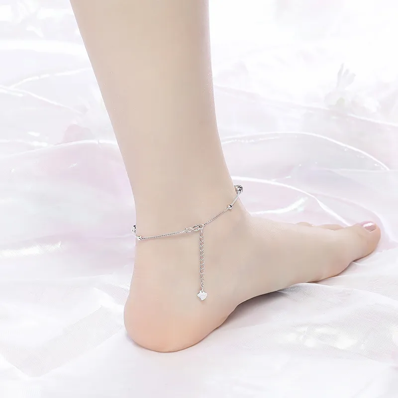 Heart to heart 925 Sterling Silver Anklets Women's-2