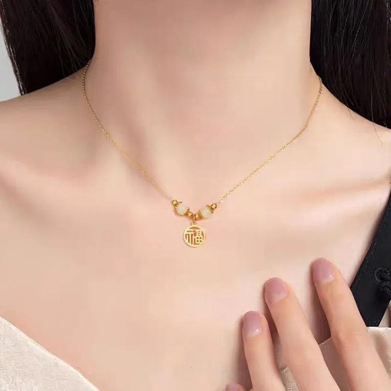TAOHUAZHAOZHAO Chalcedony Necklaces Women's-1