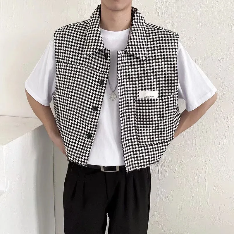 JIMI&JONS Vest Unisex Black White Plaid-3