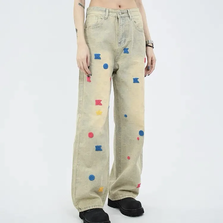 WELTER EXPERIMENT Trendy Versatile Jeans Unisex Yellow Mud Dyed-11