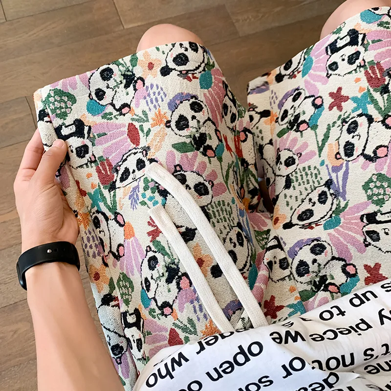 JIMI&JONS Casual Shorts Unisex Embroidery Panda-3