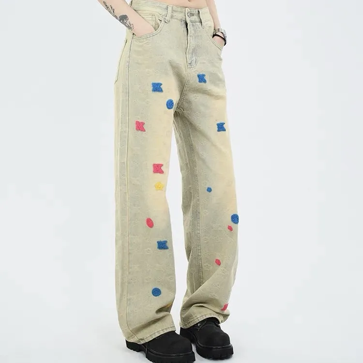 WELTER EXPERIMENT Trendy Versatile Jeans Unisex Yellow Mud Dyed-10
