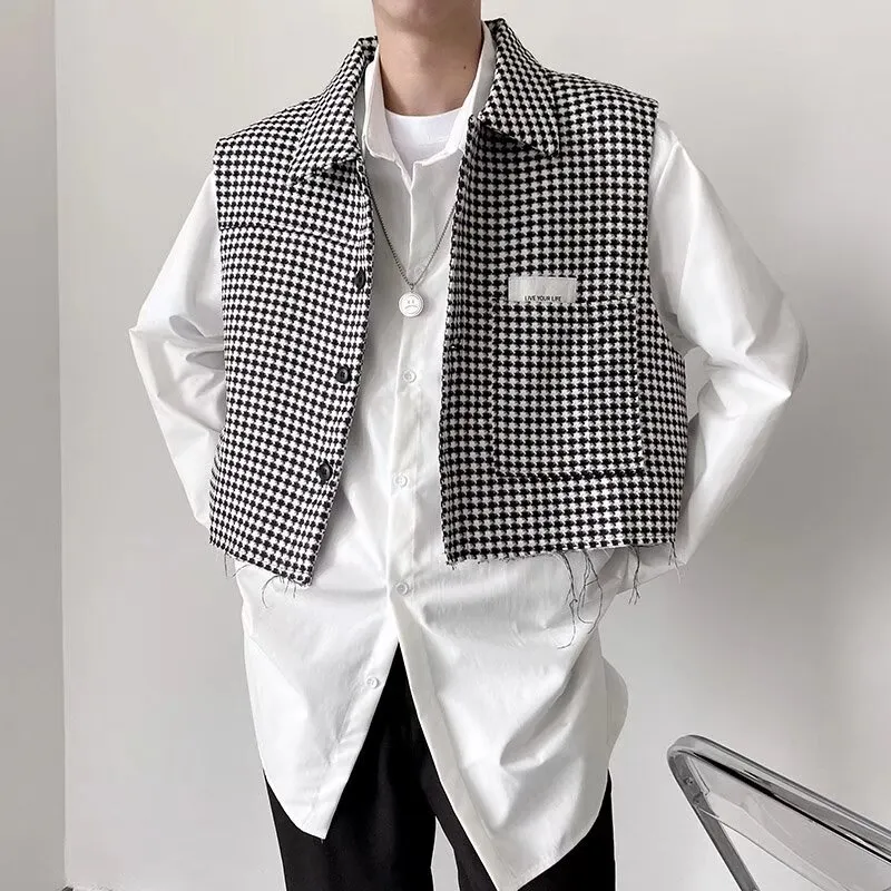 JIMI&JONS Vest Unisex Black White Plaid-4