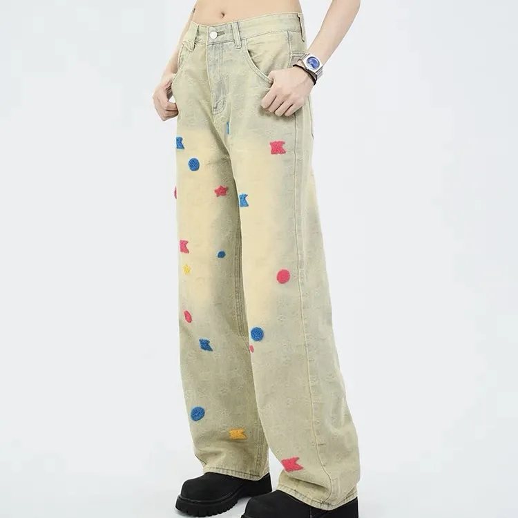 WELTER EXPERIMENT Trendy Versatile Jeans Unisex Yellow Mud Dyed-13
