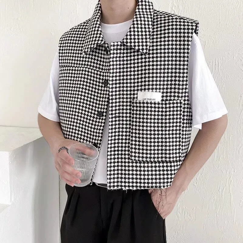 JIMI&JONS Vest Unisex Black White Plaid-2