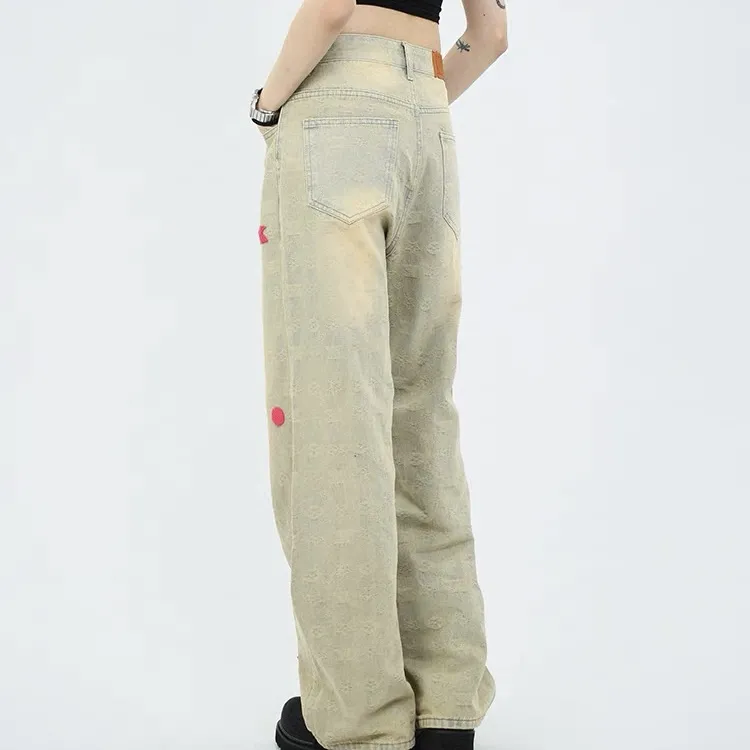 WELTER EXPERIMENT Trendy Versatile Jeans Unisex Yellow Mud Dyed-12