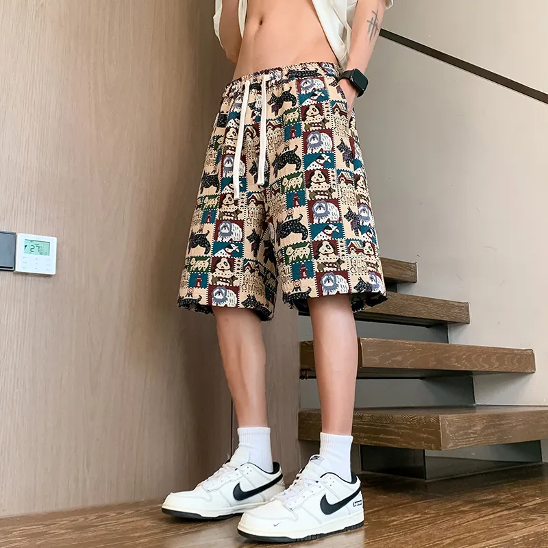 JIMI&JONS Casual Shorts Unisex Embroidery Dog-2
