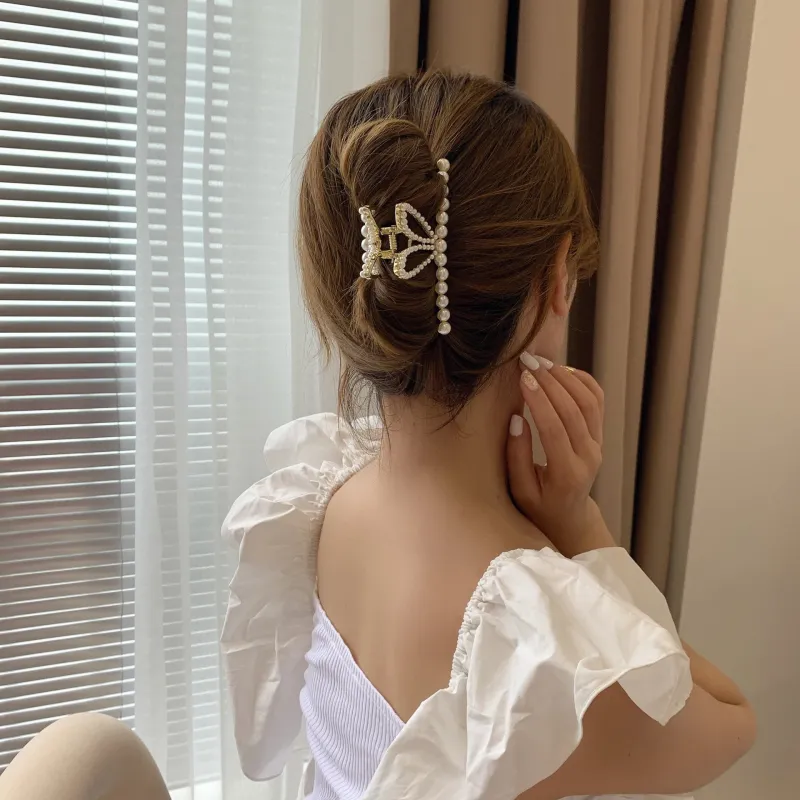 DJIN Faux Pearl Hair Clips Women's-4