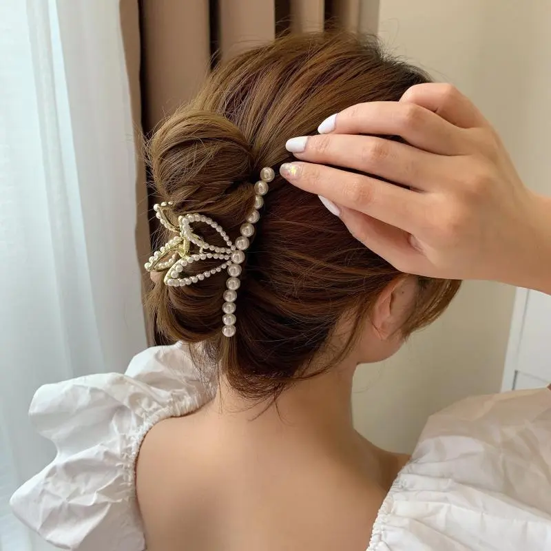 DJIN Faux Pearl Hair Clips Women's-2