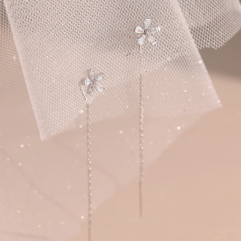Beauty S925 Silver Drop Earrings Women's-4