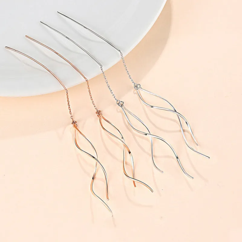 Beauty 925 Sterling Silver Drop Earrings Women's-4