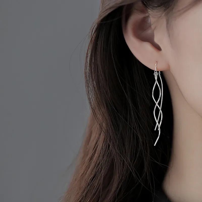 Beauty 925 Sterling Silver Drop Earrings Women's-1