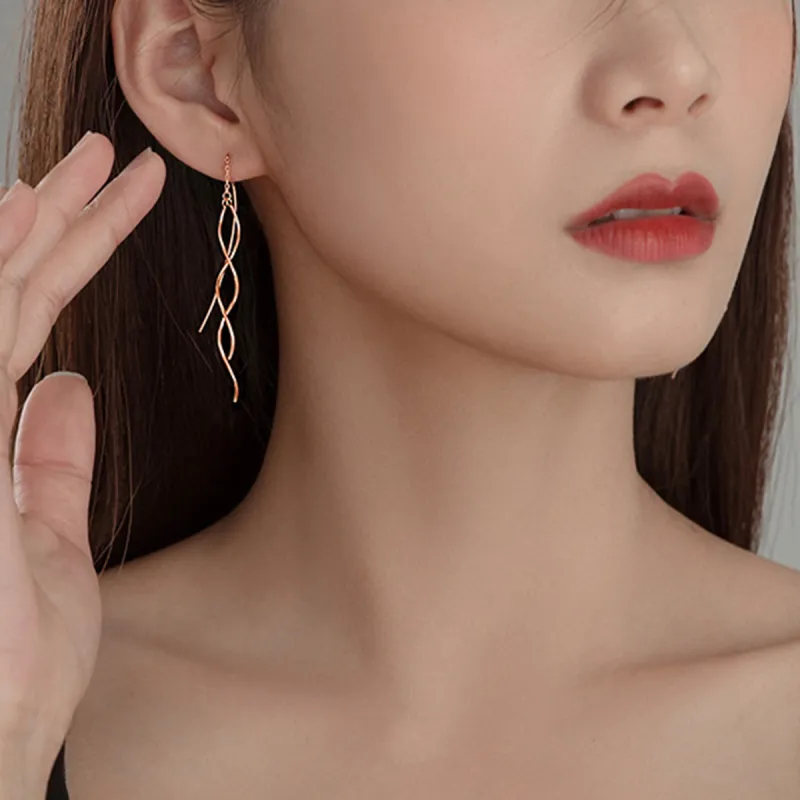 Beauty 925 Sterling Silver Drop Earrings Women's-3