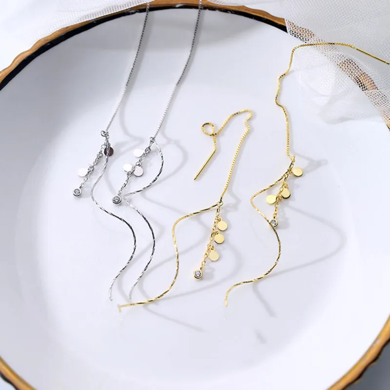 Beauty 925 Sterling Silver Drop Earrings Women's-3