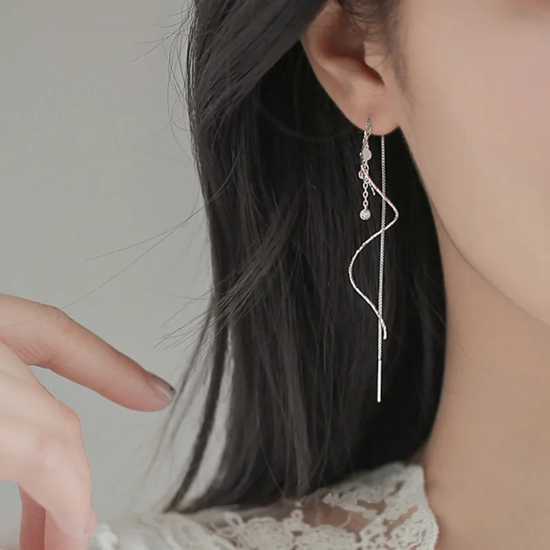 Beauty 925 Sterling Silver Drop Earrings Women's-1