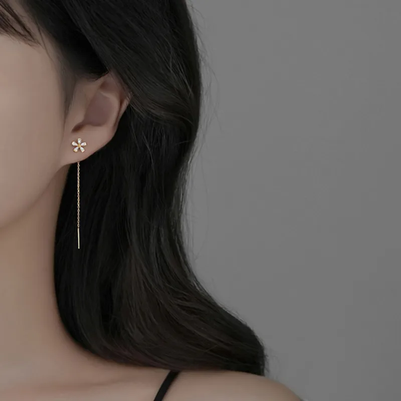 Beauty S925 Silver Drop Earrings Women's-2