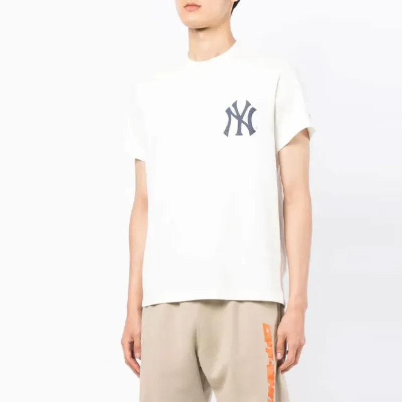 New Era Crew Neck T Shirt, Ecru Unisex-3
