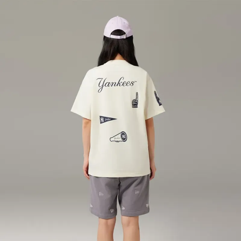 New Era New York Yankees Logo Print Casual Crew Neck Short Sleeved T Shirts Unisex-4