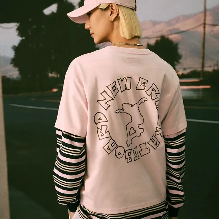 New Era Crew Neck Short Sleeved T Shirts Pink Unisex-2