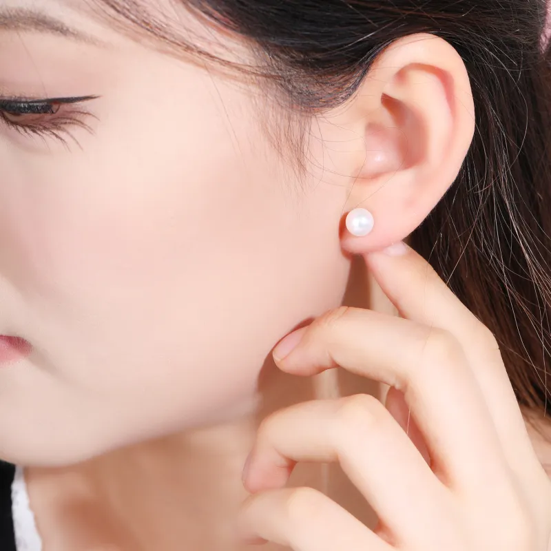 Golden Bliss Pearl Stud Earrings Women's-2