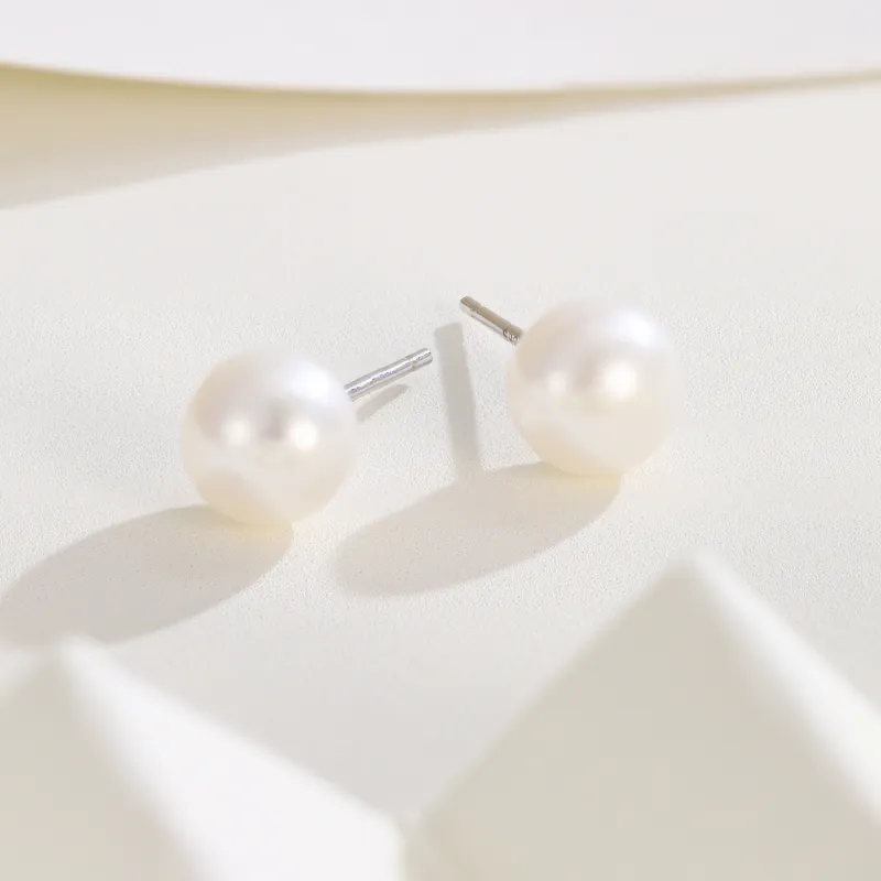 Golden Bliss Pearl Stud Earrings Women's-3