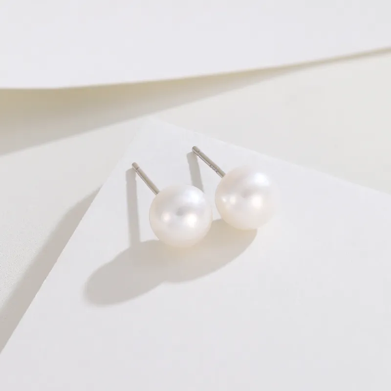 Golden Bliss Pearl Stud Earrings Women's-5