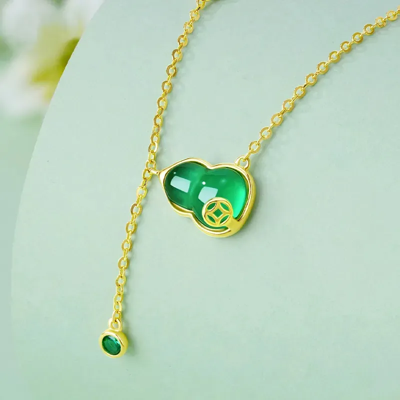 Golden Bliss Chalcedony Necklaces Women's-3