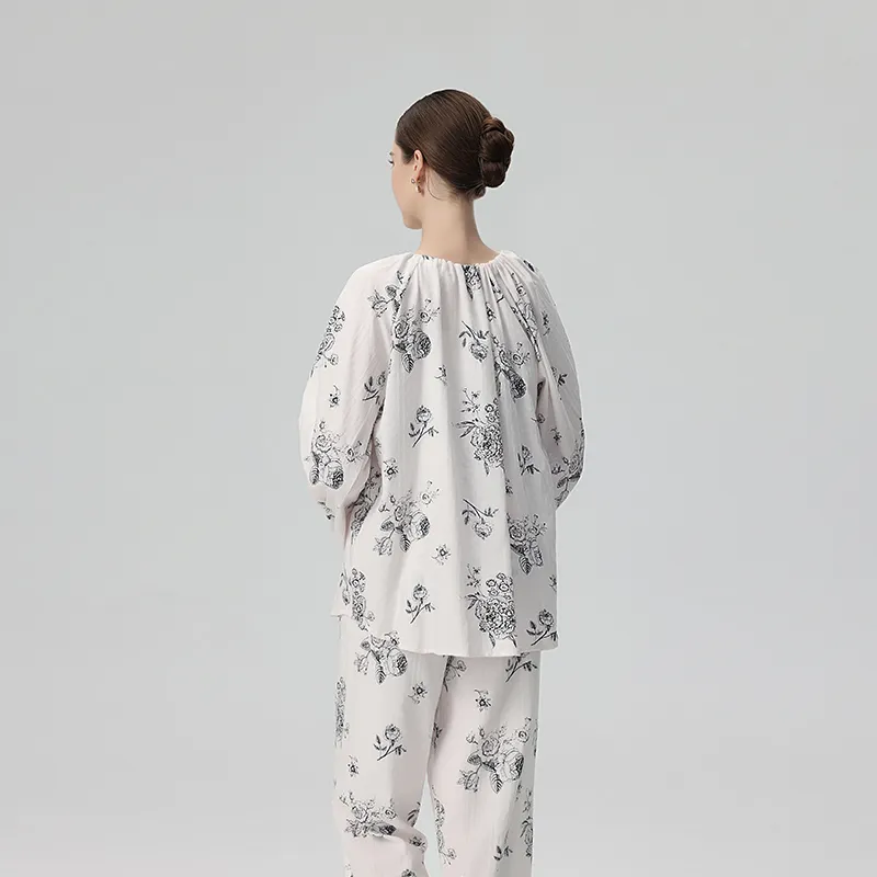 IIZZINI Pajama Set Women's White Peony-5