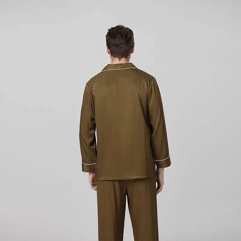 IIZZINI Pajama Set Men's Coffee Fishtail Thread-1