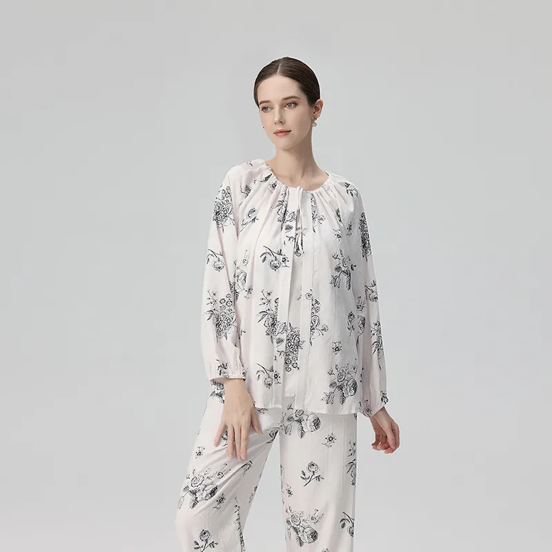 IIZZINI Pajama Set Women's White Peony-4