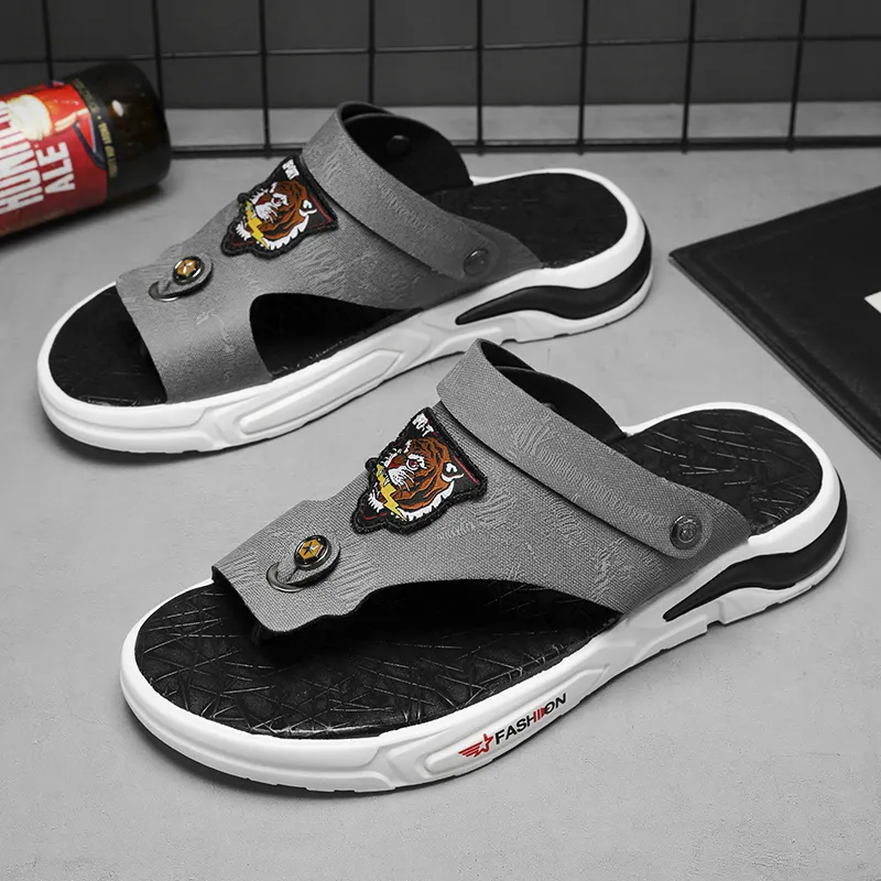 PLAY COBBLER Rubber Sole Stitching Cut Out Abrasion Resistant Slip Resistant Flip Flops Men's-2